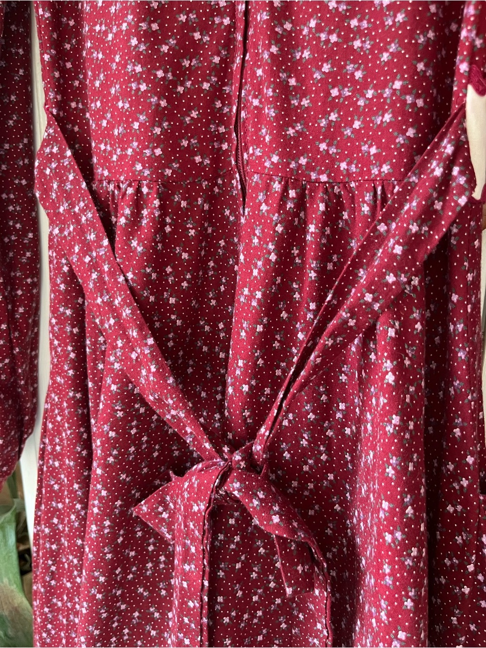 Vintage 70s Gunne Sax Cottagecore Burgundy Red Floral Corset Midi Dress XS - Picture 14 of 16
